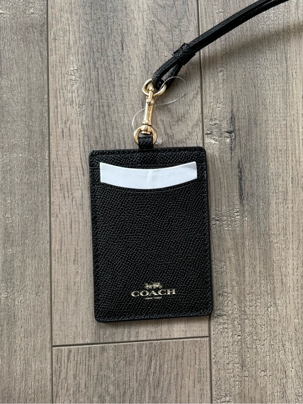 Coach Black Pebbled Leather Card Holder Lanyard with Gold Hardware NWOT - Picture 5 of 5